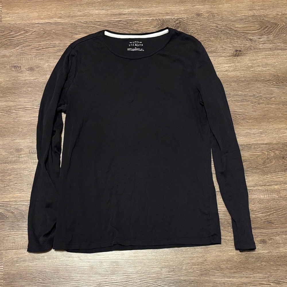 talbots black long sleeve crewneck